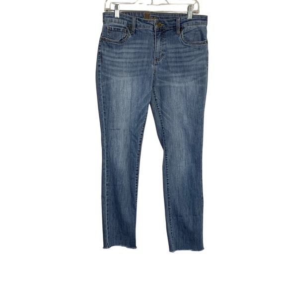 KUT from the Kloth Crop Jeans Distressed‎ Hem Denim Blue Size 8 - Picture 1 of 13